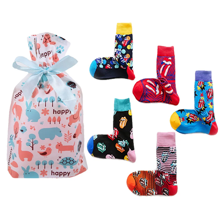 Забавная новинка носки с узором для женщин Лоскутная цветная уличная одежда