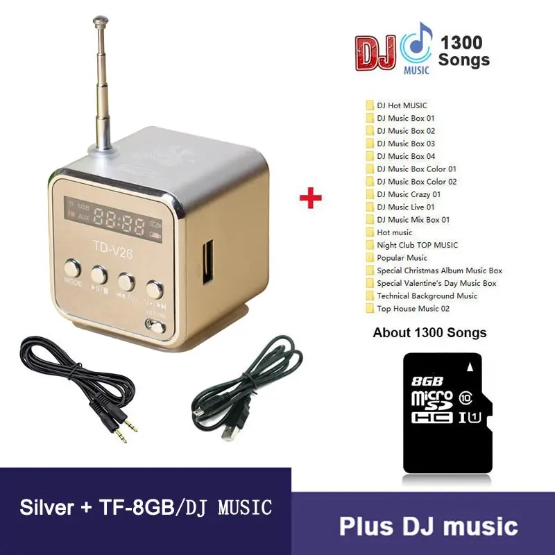 S TD26 TF 8G Ingelon портативное мини-радио цифровой FM динамик lcd стерео MP3 музыкальный плеер с Micro SD/TF/USB 8 ГБ карта приемник дропшиппинг - Цвет: S TD26 TF 8G