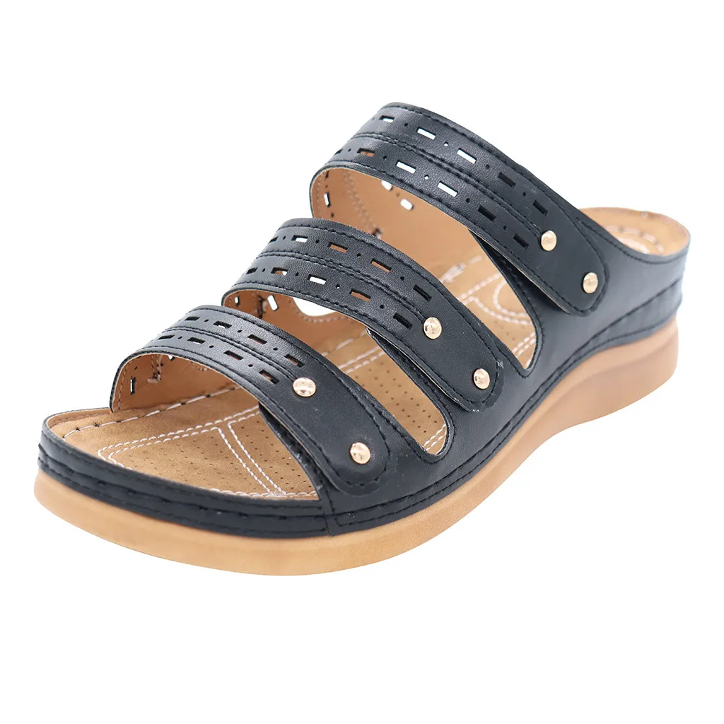 Женские шлепанцы SAGACE Модные Винтажные уличные тапочки на танкетке с перфорацией