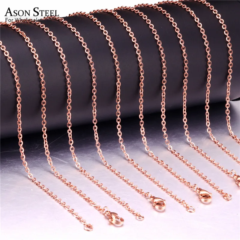 ASONSTEEL, 10 шт./партия, женское и мужское ожерелье, цепочка для изготовления ювелирных изделий, длинная розовая золотая, серебряная цепочка, ожерелье s без кулона
