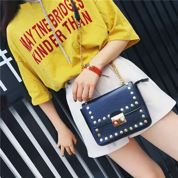 

Women's Bags 2020 New Fashion Shoulder Bag Women Hand Bag Rivet Chain Bag Ms Small bag