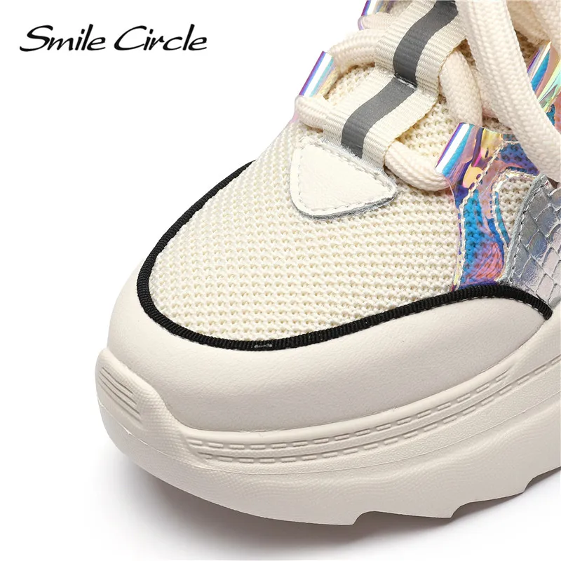 Женские кроссовки на толстой танкетке Smile Circle Повседневная дышащая обувь в стиле