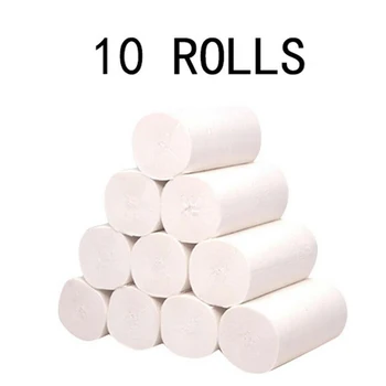

10rolls Soft Toilet Paper Roll Tissue 4-layer Household Rollss Paper Without Adjunct Non-Smell Home Bathroom Kitchen Accessories