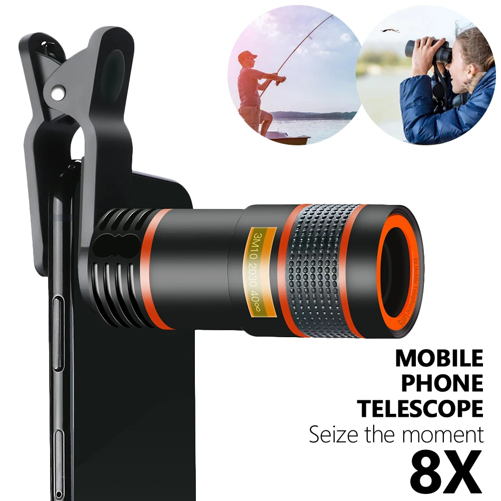 

Outdoor Universal External HD Camera 8 Times Lens Telephoto Camera Phone Lens Focusing Zoom Telescope Head Camping Equipment