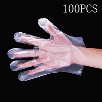 

100pcs Disposable transparent gloves protective gloves Labor insurance Neutral Food grade PE film industrial gloves