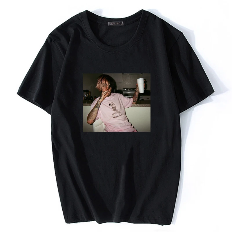 Хип-хоп Lil Peep уличная Футболка с принтом персонажа певицы для мужчин Harajuku модные Забавные топы Swag Rapper support T-Shirt S5MC114 - Цвет: Black-07