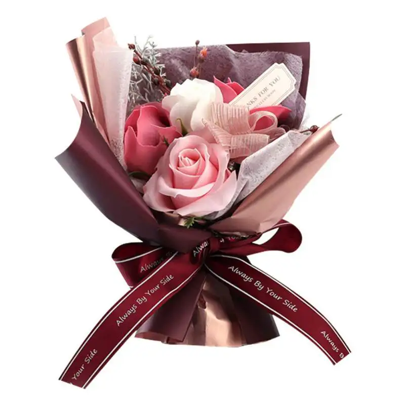 Роза цветок с подарочной коробкой на день рождения, свадьбу, вечеринку, Роза для ванны, мыло для тела, цветок, подарок на день Святого Валентина, Лучший Букет роз - Цвет: Coffe