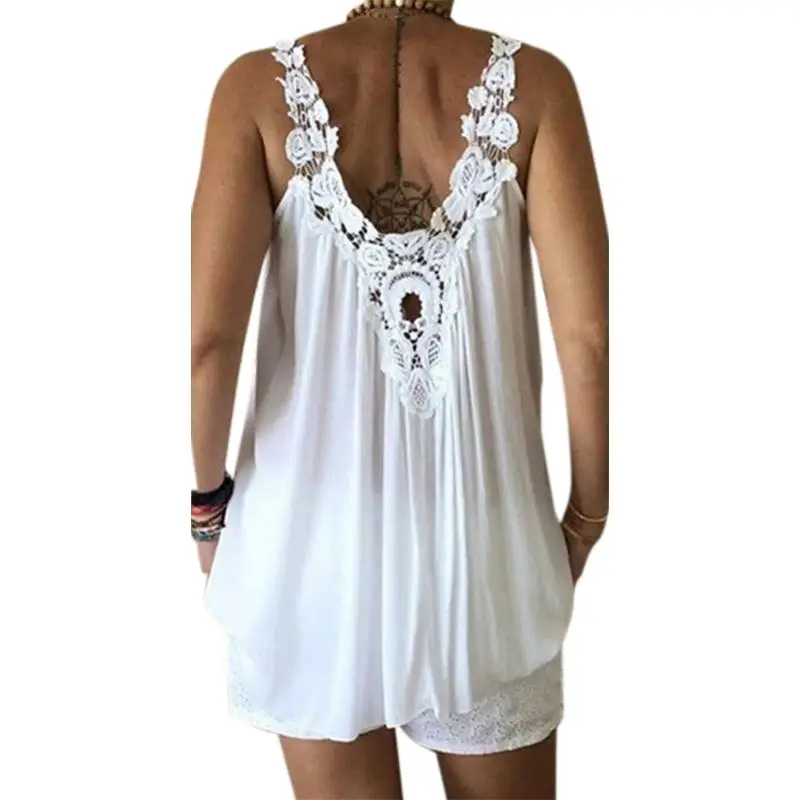 Женская блузка без рукавов на бретельках весенне летняя однотонная кружевная