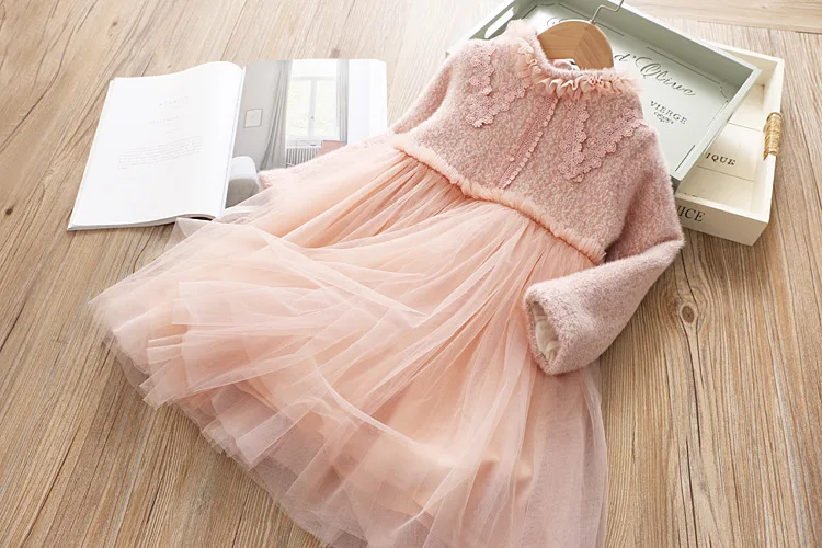 Новое плюшевое платье для девочек, зимнее рождественское платье принцессы в Корейском стиле для маленьких девочек