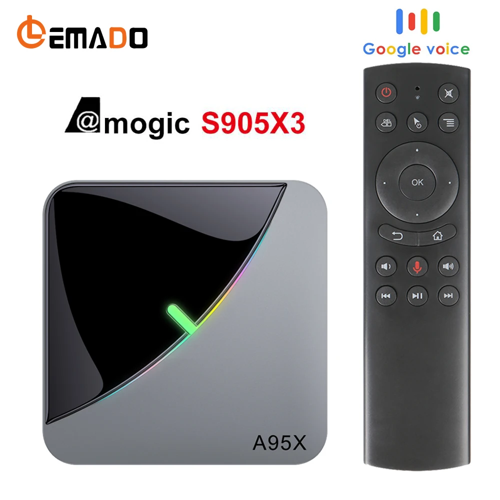 LEMADO A95X F3 Air tv Box Android 9,0 Amlogic S905X3 4 Гб 64 Гб USB 3,0 2,4G и 5G wifi Поддержка RGB светильник 8K Netflix Android tv Box