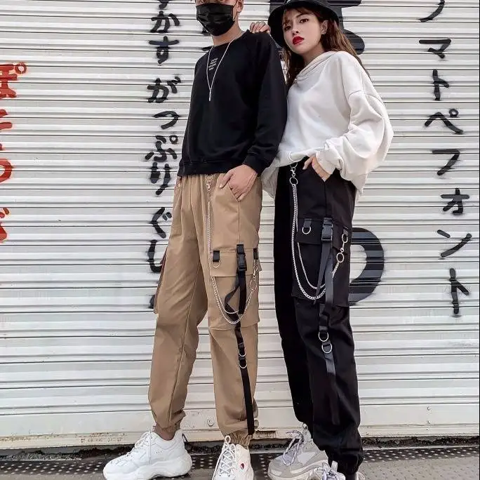Cool High Waist Straight Pants Streetwear Femals Jampers Winter Women Streetwear Retro Black Harajuku Punk Pants Trousers Casual