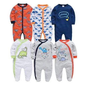 

2 Pack Newborn Footies Unisex Baby Jumpsuit Girls With Long Sleeve Cotton Baby Pajamas White 0-12 Months