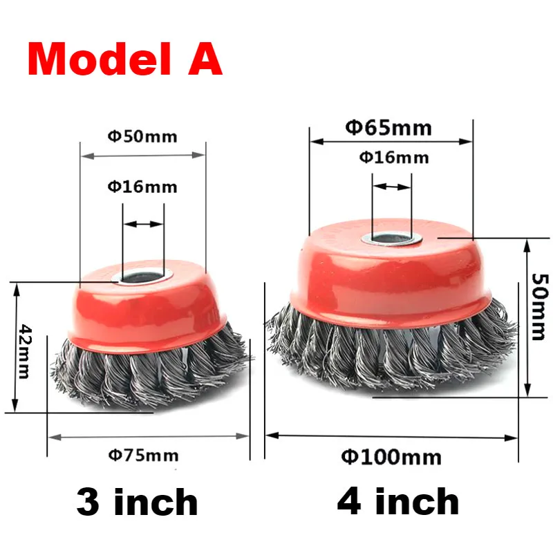 Estink Set Professionale Di 4 Spazzole Per Smerigliatrice Angolare, Spazzola A Tazza E Conica, M14 X 4, 10,16 X 7,62 Cm - Foto 4