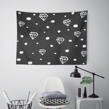 

Simple Geometry Hanging Pad Diamond Black Squirrel Candy Cartoon Tapestry Living Room Polyester Decoration Christmas Bed Cover