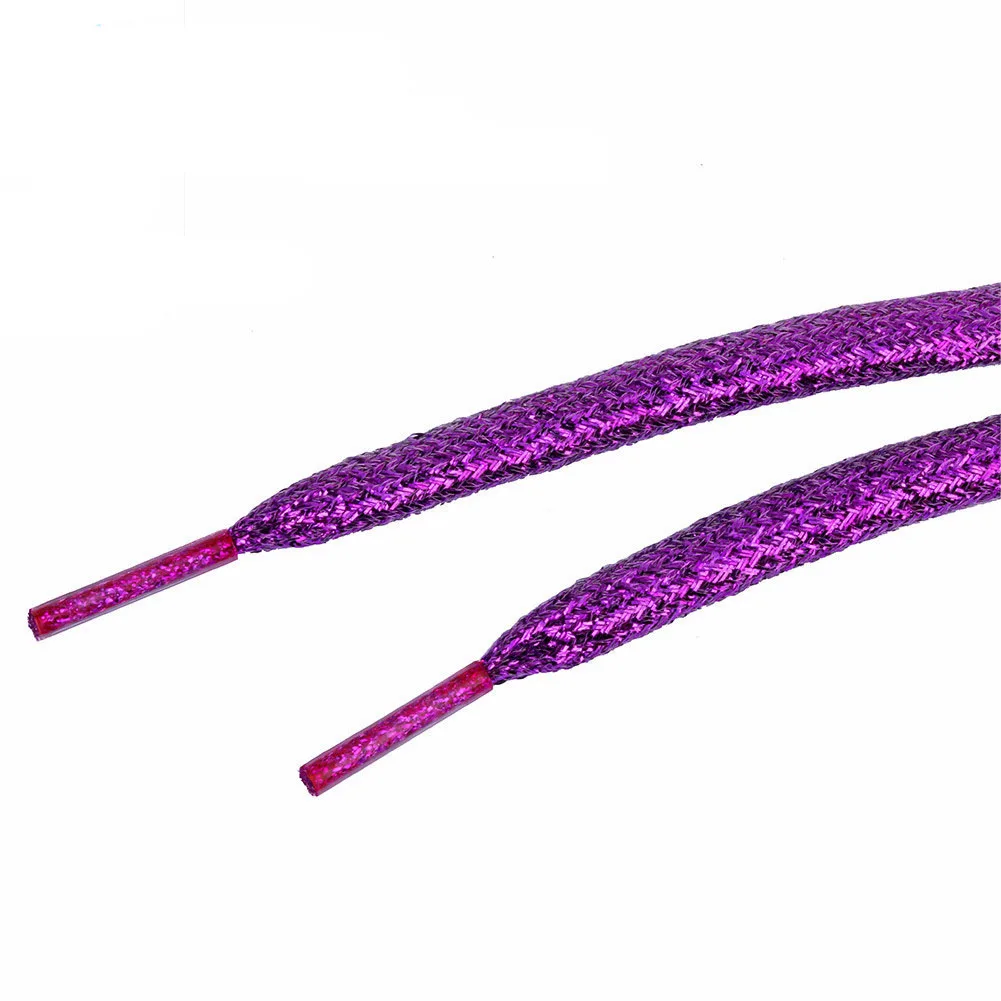 1 пара блестящих шнурков высотой 120 см; блестящая обувь на плоской подошве; блестящие цвета; мерцающие туфли; кроссовки на шнурках; парусиновая обувь; шнурованная веревка - Цвет: Фиолетовый