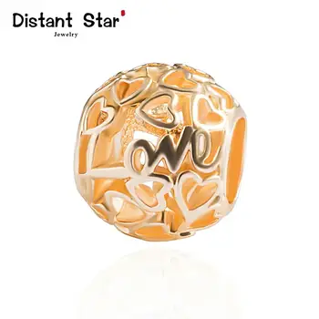 

5pcs gold heart round European beads diy jewelry bracelet making bracelet pendant jewelry accessories connector zinc alloy hole