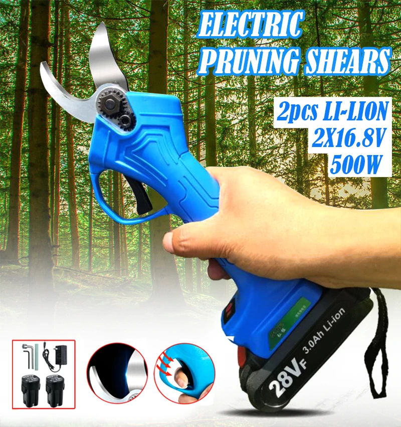 

High Carbon Steel Cordless Electric Pruning Shears Electric Scissors Rechargeable Lithium Battery Powered Tree Branch Pruner
