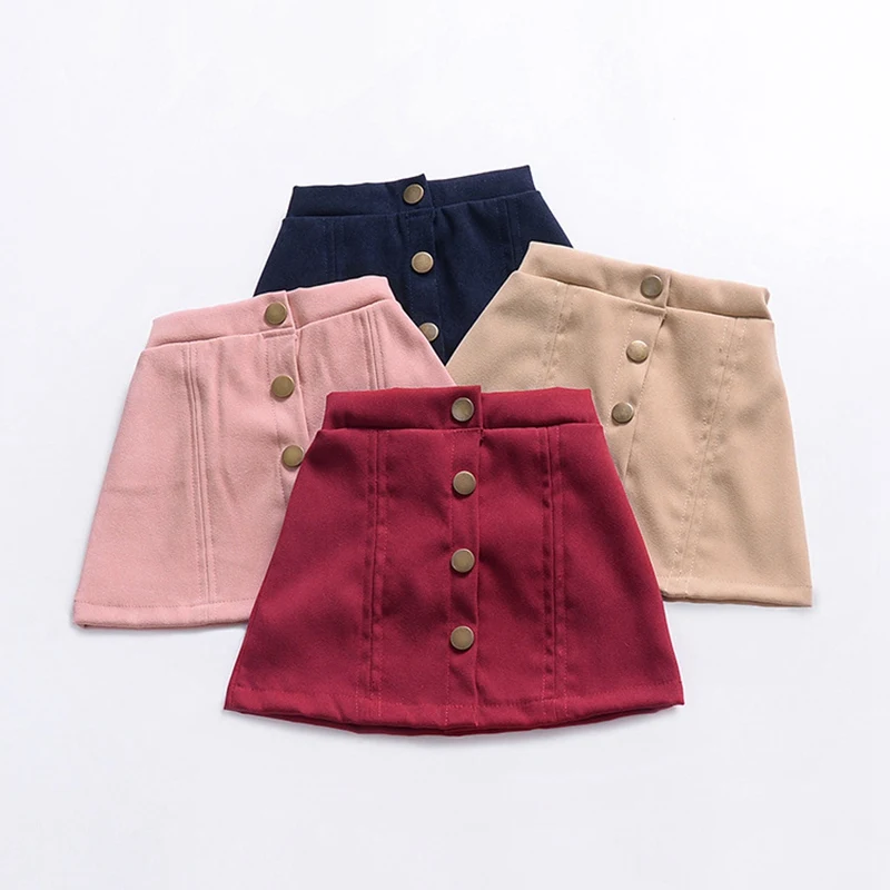 Summer Baby Girl Solid Short Skirt Wild High Waist Single-breasted A Word Button | Детская одежда и обувь