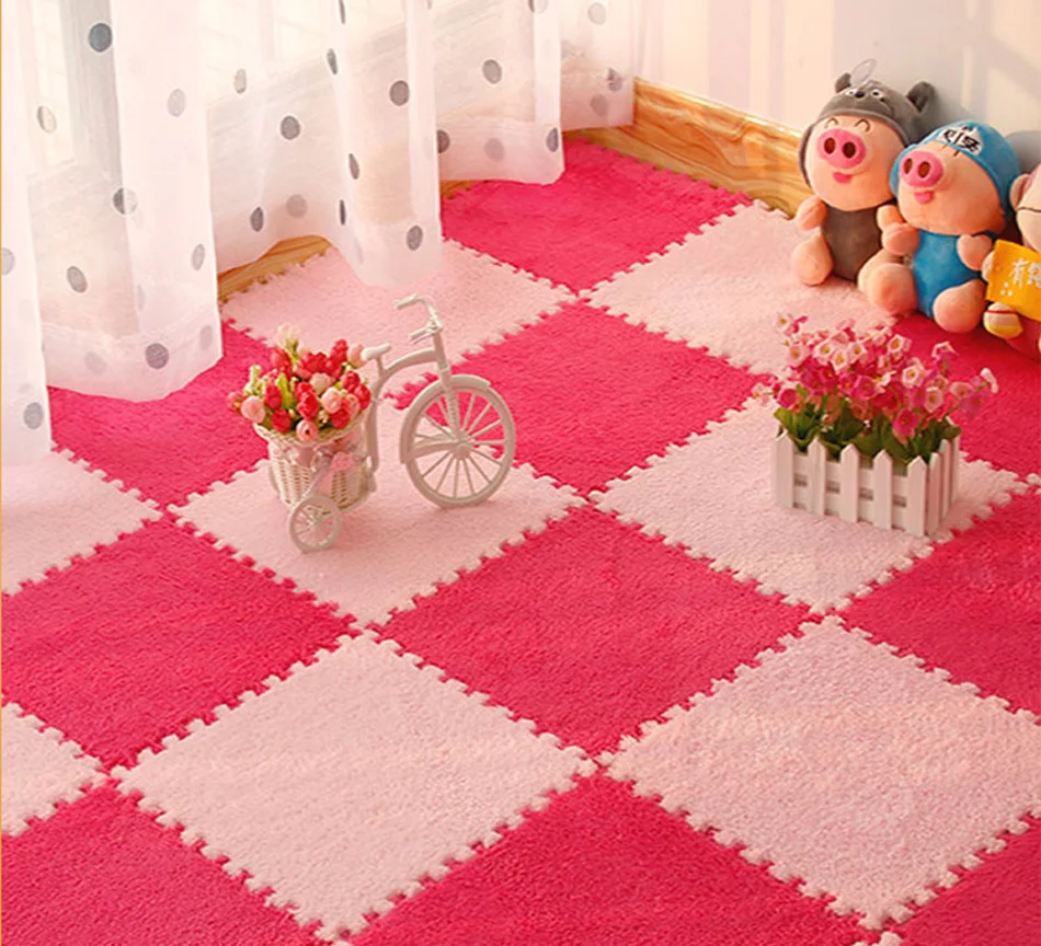 

10PCS Baby Kid Toddler EVA Foam Playmats Floor Puzzle Crawling Mat Shaggy Velvet Interlocking Exercise Flooring Play Mats