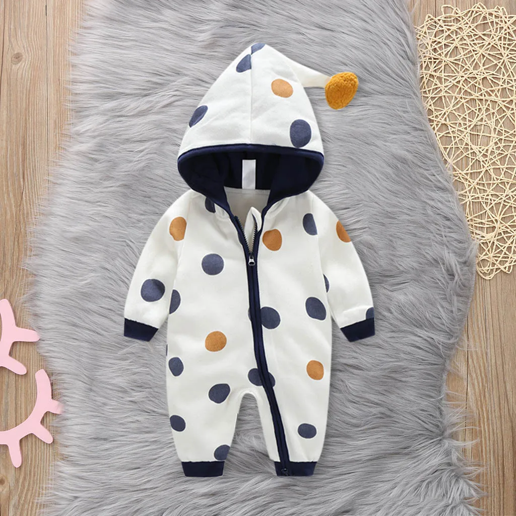 2019 New Polka Dot Long Sleeve One Piece Newborn Baby Girl Boy Floral Ruffled Jumpsuit Leotard recien nacido 40* | Мать и ребенок