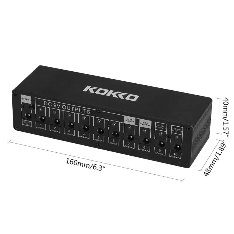 Гитарный Эффект педали доска питание 10 DC изолированные выходы для 9 V/12 V/18 V