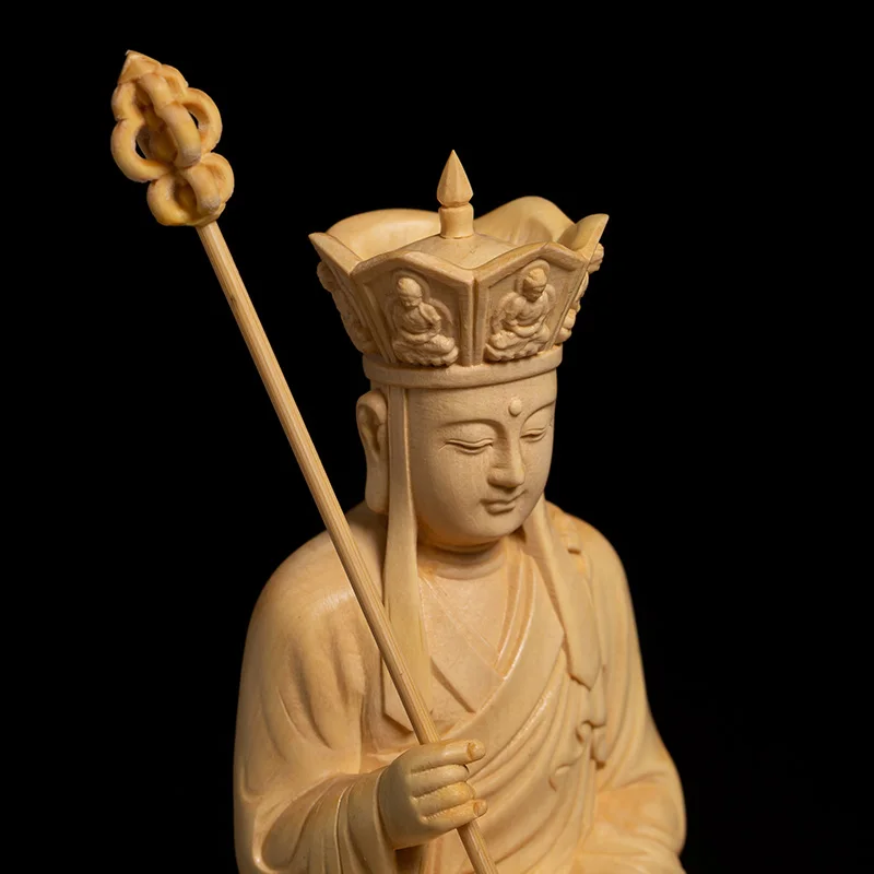 10/13 см Ksitigarbha деревянная скульптура Dizang Bodhisattva гостиная Boxwood статуя Будды фэн шуй
