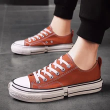 Низкая парусиновая обувь мужская Корейская версия трендовой летней мужской обуви дикие маленькие грязно-оранжевые туфли Hong Kong net red not