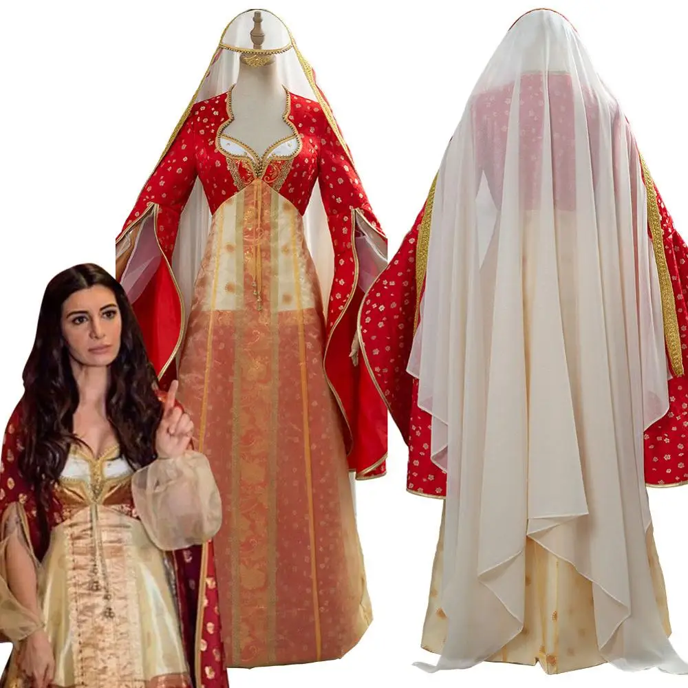 

2019 Movie Aladdin Costume Jasmine Aladdin Cosplay Costume Princess Maid Daria Red Dress Halloween Carnival Costume