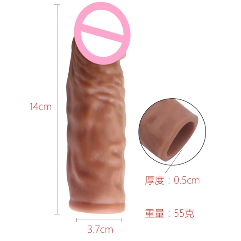 Realistic Silicone Penis Sleeve Extender Cock Sleeve Dick Enlargement Delay Ejaculation Reusable Condom Men Sex Toys
