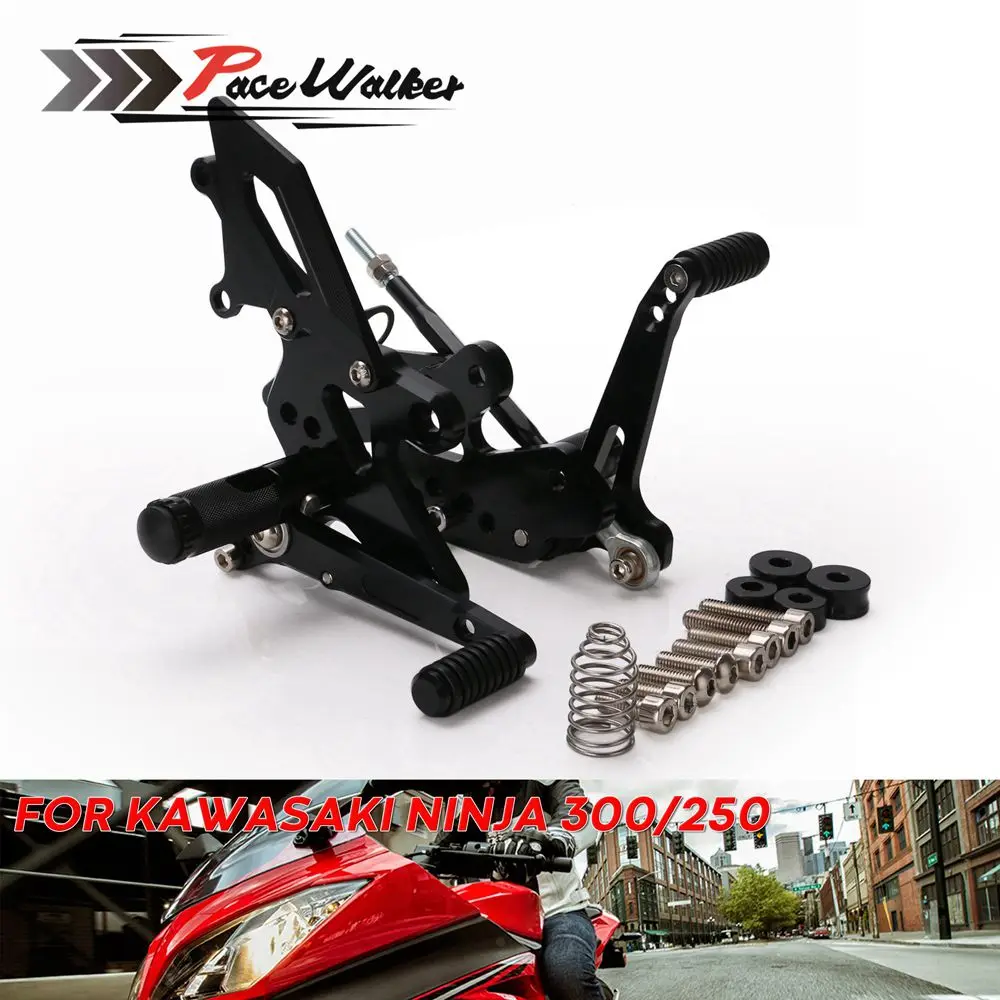

Full CNC Aluminum Motorcycle Footpeg Adjustable Rearsets Rear Sets Foot Pegs For KAWASAKI Ninja 250 300 Z300 2013 2014 2015 2016