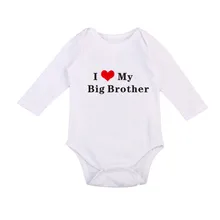 Забавный детский комбинезон с надписью «I LOVE MY BROTHER», Одежда для новорожденных, хлопковый комбинезон для маленьких девочек и мальчиков 0-18 месяцев, детский комбинезон