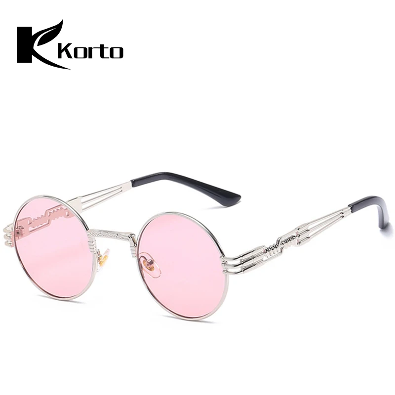 Ретро Для мужчин стимпанк Sunglassses Круглые Солнцезащитные очки для Для женщин леди, круглой формы, без вентиляционных отверстий без градуса 90S Мода Хиппи очки