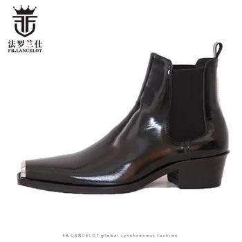 

Male Best Top Quality Design Man Boots Shoes Genuine Leather Pointed Toe Black Party Wedding Formal Office Shoes