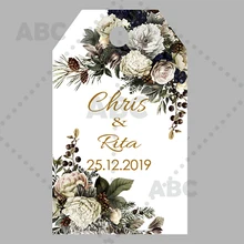 120 шт./компл. изготовленный на заказ Роза брелок Металлический брелок для ключей свадебных украшений бусы с отверстием ваш текст или логотип ручной работы Спасибо Этикетки