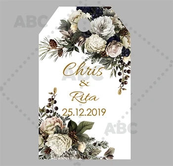 

120 PCS/Set Custom Rose Favor tags Personalized Wedding Tags With Hole your text or logo Handmand Thank You Labels