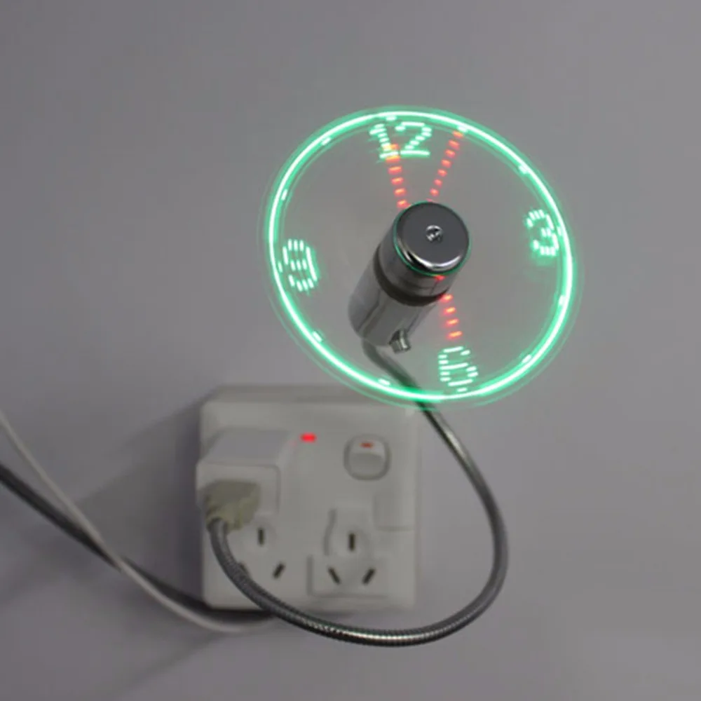 Прочный USB Мини Гибкий светодиодный вентилятор с часами и светодиодный светильник-Крутой гаджет сохраняет прохладу и отображение времени для портативных ПК