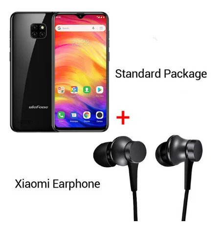 Смартфон Ulefone Note 7, 3500 мАч, 19:9, четырехъядерный, 6,1 дюймов, экран в виде капли воды, 16 Гб ПЗУ, мобильный телефон WCDMA, мобильный телефон Android 9,0 - Цвет: Black N Earphone