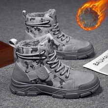 

Mens Boots Winter Warm Men Boots Lace Up Camouflage Plus Leather Shoes Outdoor Ankle Boot Big Size 39-44 Footwear 2021