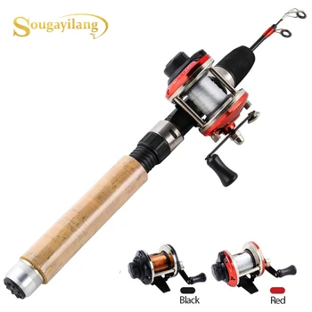 

Sougayilang Ice Fishing Rod Reel Combo 67cm Carbon Ice Rod with Mini 2 Color Trolling Reel Shrimp Winter Fishing Tackle Set
