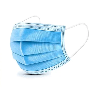 

10-2000 Pcs Blue Disposable Non-woven 3-layer Face Mask Breathable Mask With Elastic Earband Breathable Adult Mouth Mask