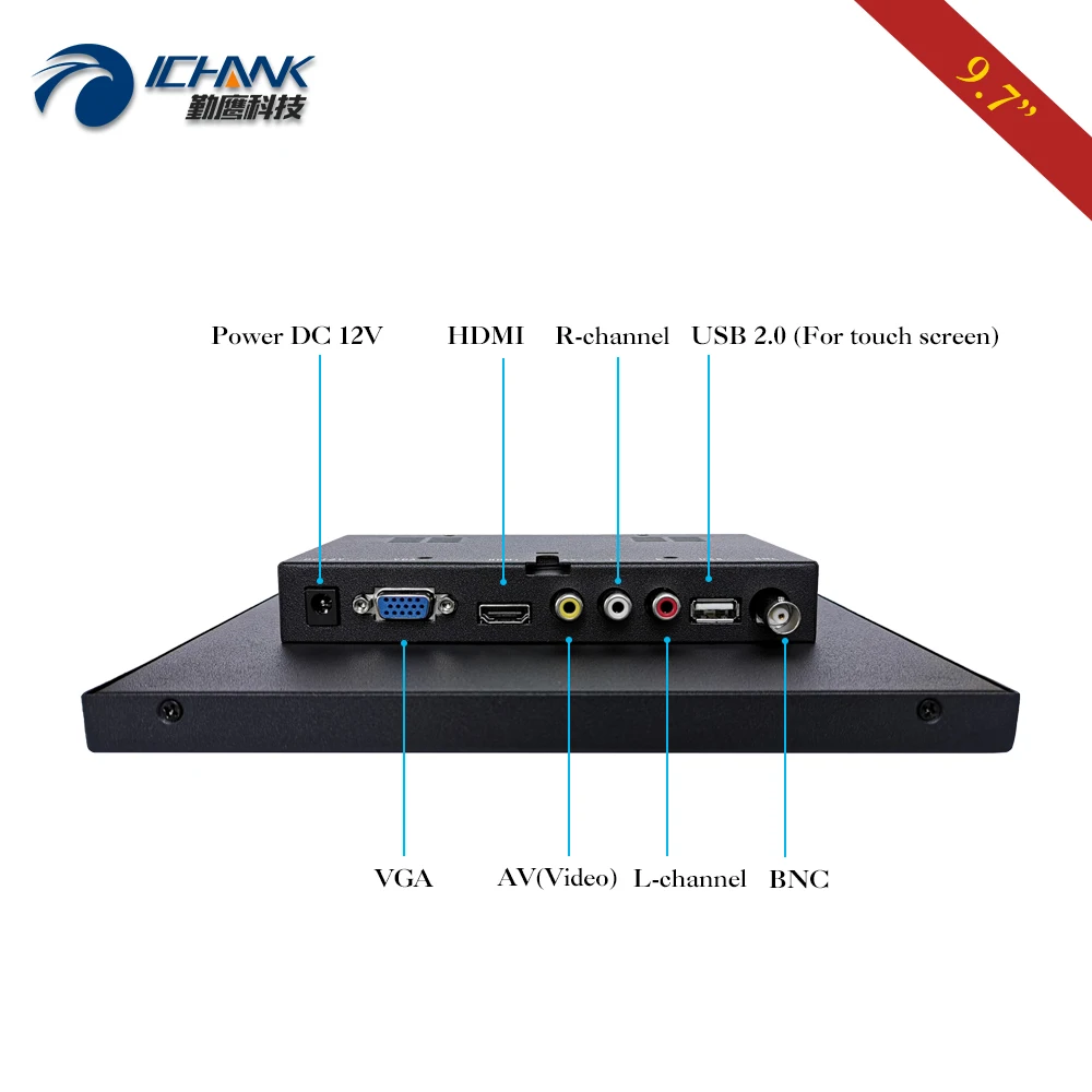 ZB097TC-592R/9," 10" дюймов 1024x768 ips Fullview 1080p металлический корпус HDMI VGA USB резистивный сенсорный ЖК-экран монитор