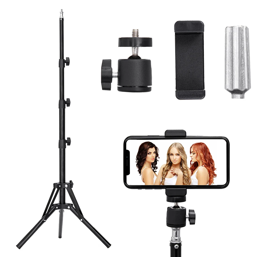 Alileader New 152Cm/64Cm Wig Stand Wig Tripod With Mannequin Canvas Block Head Adjustable Tripod Stand Wig Making kit TPins Gift