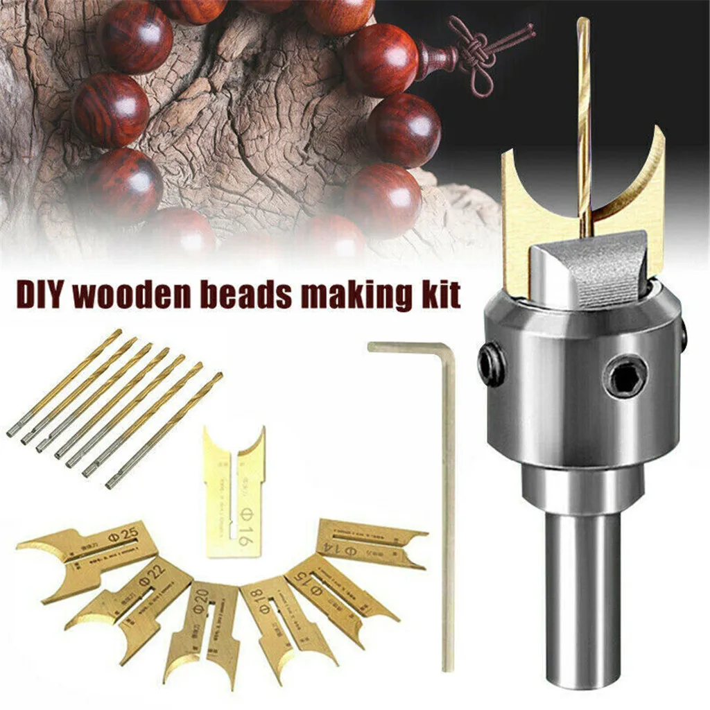 Pattern Wooden Bead Maker Beads Drill Bit Milling Cutter Set Tool Kit New 