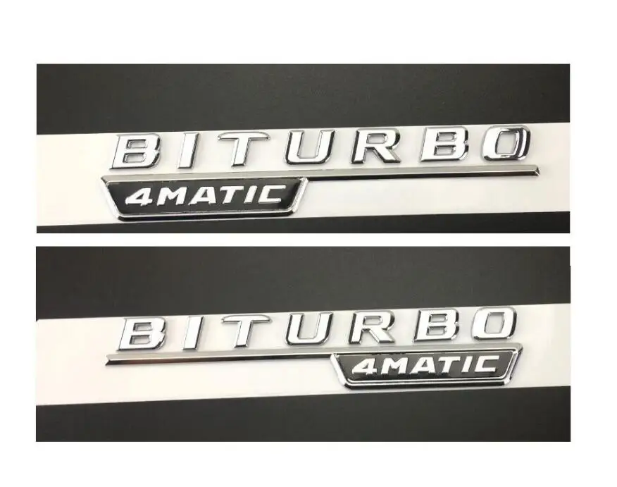 FOR BITURBO 4MATIC Плоская хром для BITURBO 4matic буквы значок в виде крыла автомобиля эмблемы для Mercedes - Цвет: FOR BITURBO 4MATIC