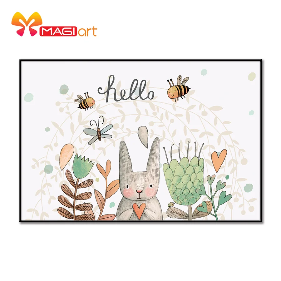 Cross stitch kits Embroidery needlework sets 11CT water soluble canvas patterns 14CT Cartoon Style Hello rabbit-NCMC011