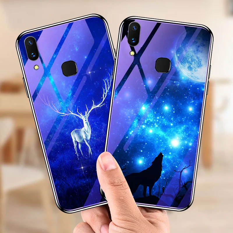 Для samsung Galaxy A10 A10s SM-A105F SM-A107F SM A105F A107F стеклянные Чехлы покрытие синий свет тюльпан Роскошный чехол Fundas Coque 6,2"