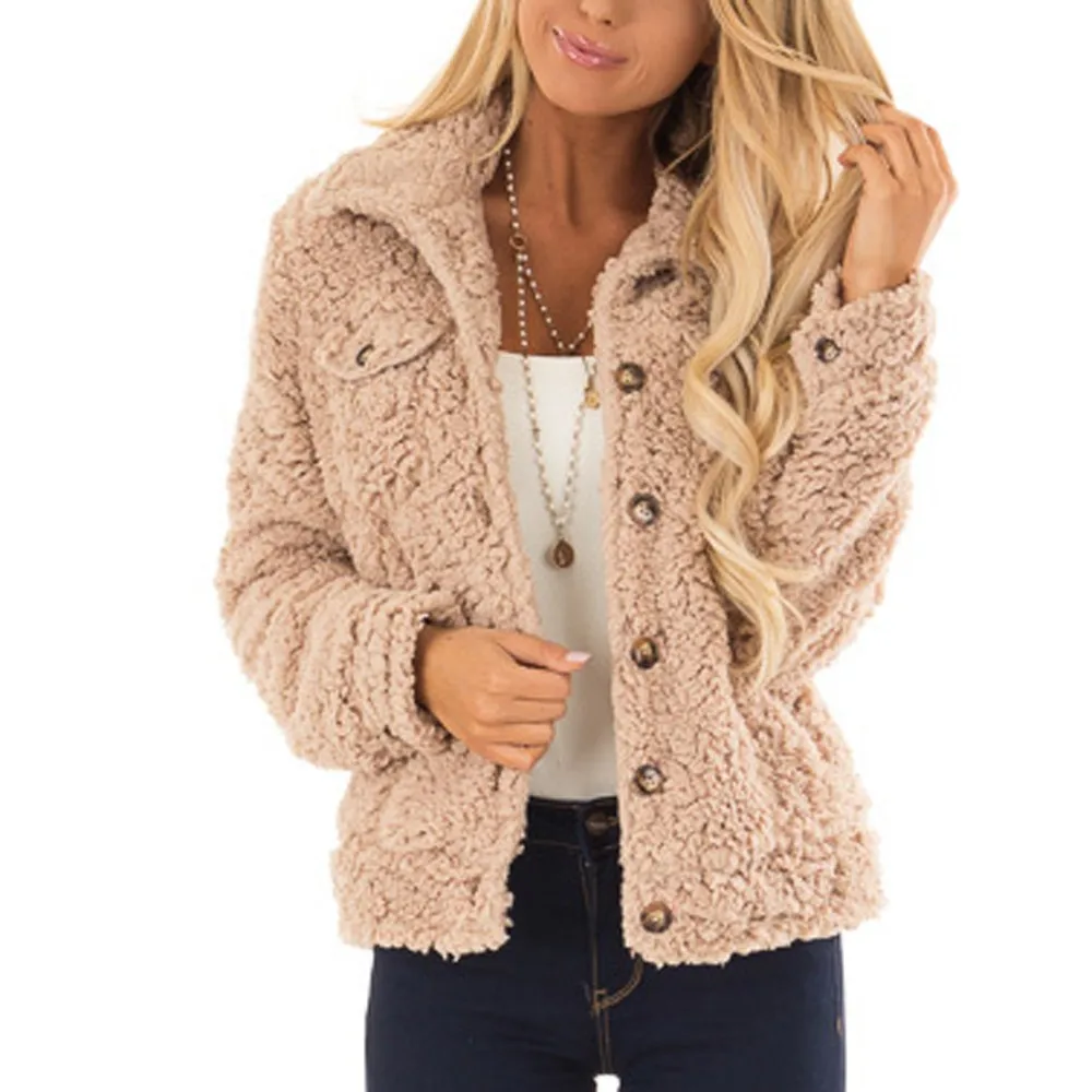 

Woman Winter Thick Teddy Coat Lapel Fluffy Faux Fur Jackets Female Single Breasted Button Pockets Plus Size Overcoat 5xl#J30