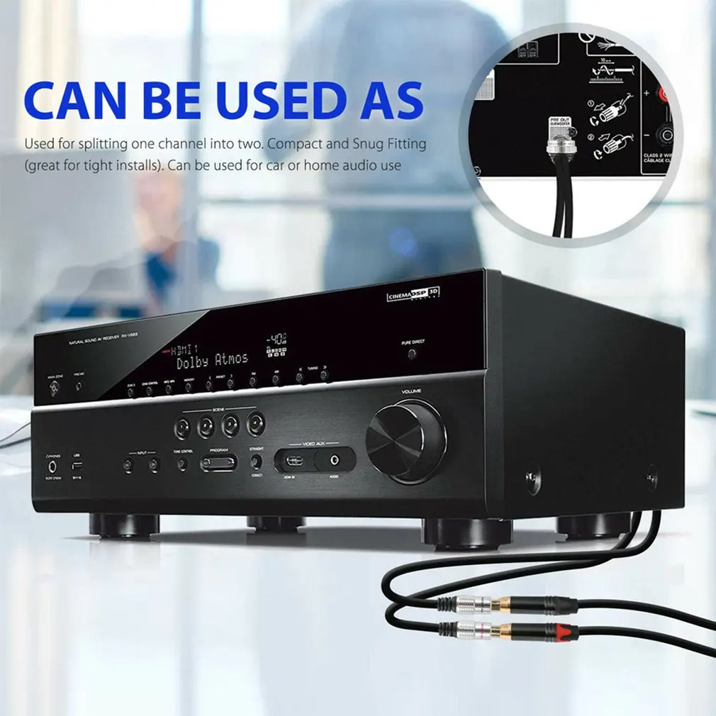 2RCA Женский до 3 5 мм Мужской y разветвитель адаптер кабель 0 25 м стерео штекер