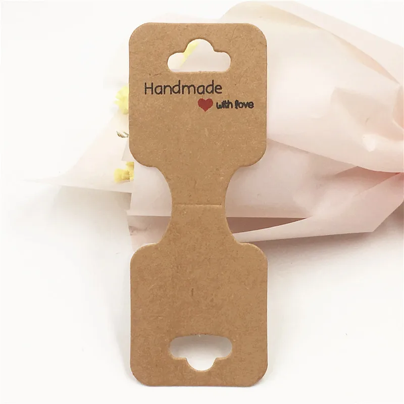 50pcs 9x3.5cm Necklace Bracelet Folding Card Jewelry Display Bracelet Flower Print Label Price Tag Cardboard DIY Gift Packaging