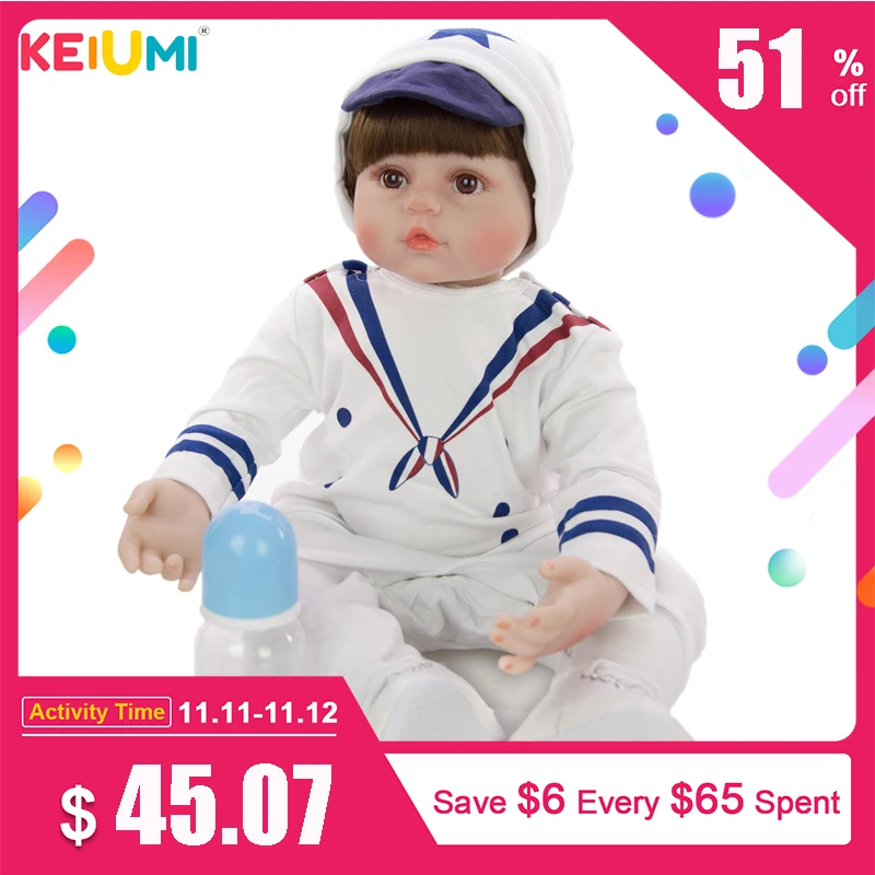 KEIUMI 60 см реалистичные куклы новорожденных Мягкие силиконовые виниловые Детские куклы косплей темно-синяя форма игрушки для детей подарок на день рождения мальчик играть Boneca